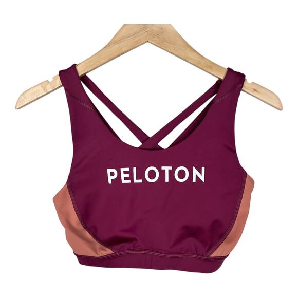 Peloton Move Mission Strappy Sports Bra Fuchsia Women's Large (Missing Pads) - Picture 1 of 4